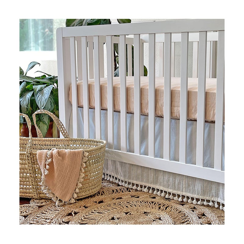 Crane Baby Muslin Fitted Crib Sheet for Newborns & Infants (132 cm x 70 cm, Desert Rose) - Image 3