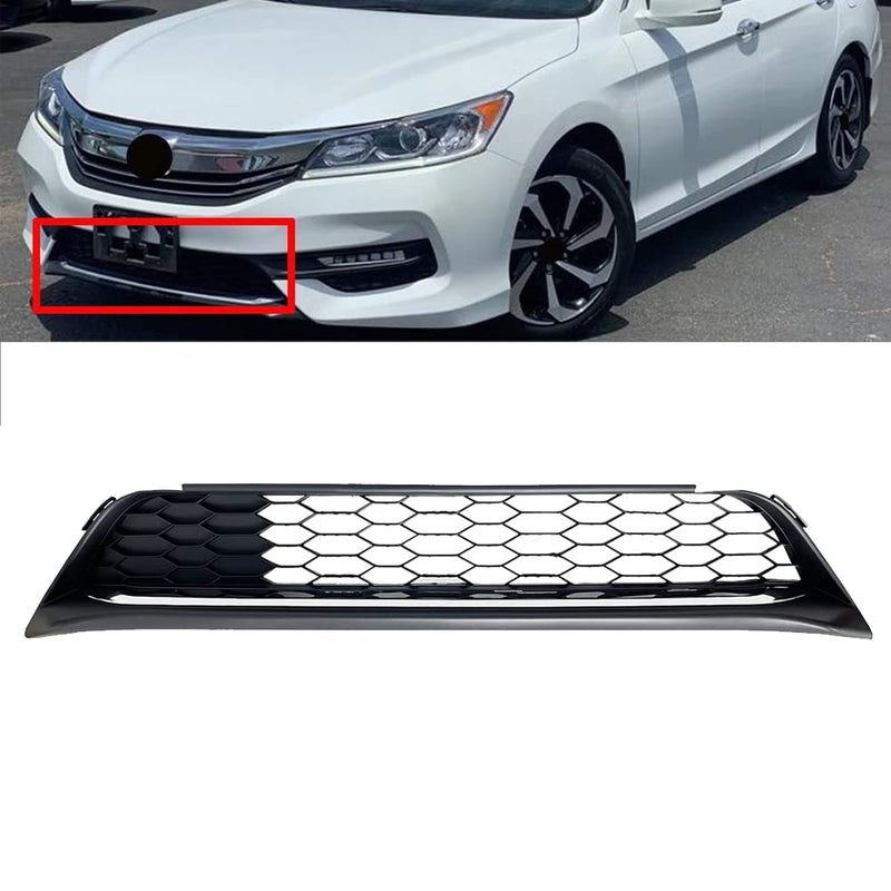 DIBON AUTO Front Bumper Lower Chrome Trim Grill Grille Compatible For Honda Accord Sedan 2016 2017