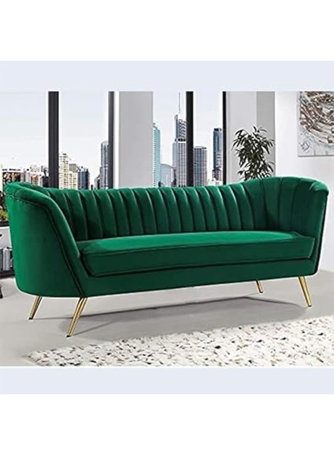 Comfynest Mid-Century Modern Chesterfield Sofa in Velvet with Sleek Golden Metal Legs - Ideal for Living Room, Bedroom, or Office Use (Green, 4 Seater)  - Image 1
