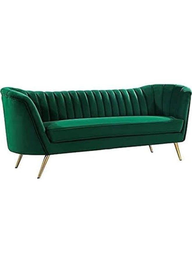 Comfynest Mid-Century Modern Chesterfield Sofa in Velvet with Sleek Golden Metal Legs - Ideal for Living Room, Bedroom, or Office Use (Green, 4 Seater)  - Image 4