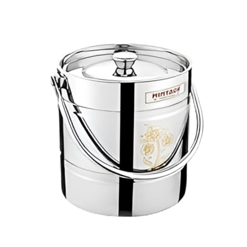 Mintage Milk Barni 4 Liters Stainless Steel Container | Storage Barni | Dolu Jar Ghee Dolchi | Strong Safe Durable Multipurpose Kitchenware Daily Use Platinum Laser Design - Image 1