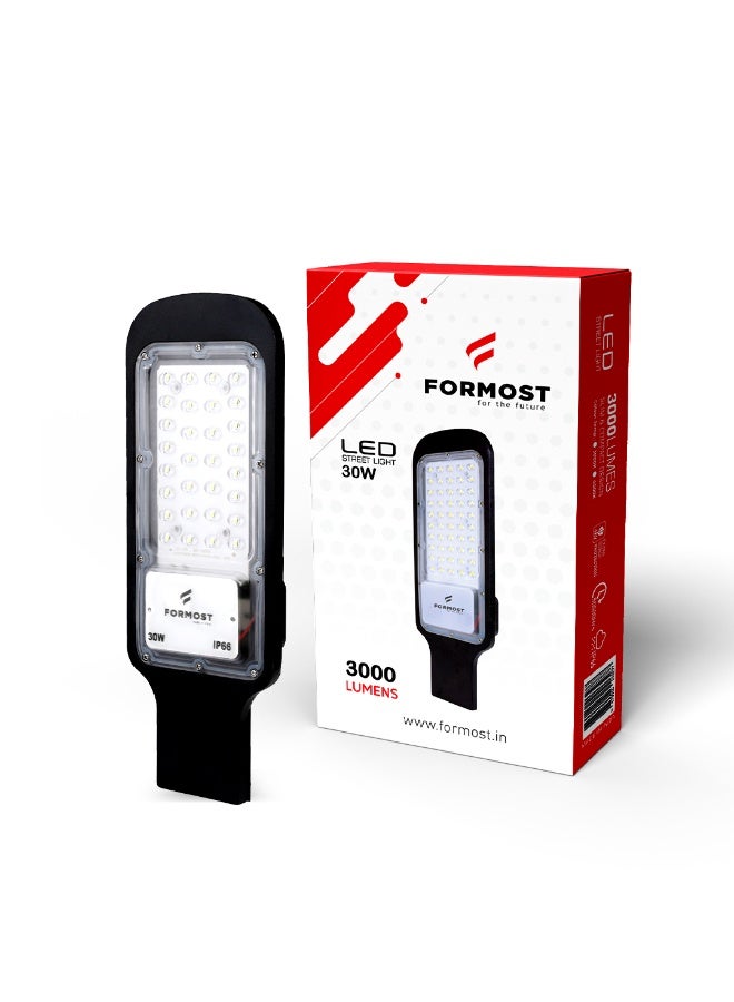 Formost Street Light 30W Cool White | Outdoor LED Street Lamp IP66 Weatherproof High Efficiency Road and Pathway Lighting with 5 Year Replacement Warranty | Made in India | Pack of 1 - Image 1