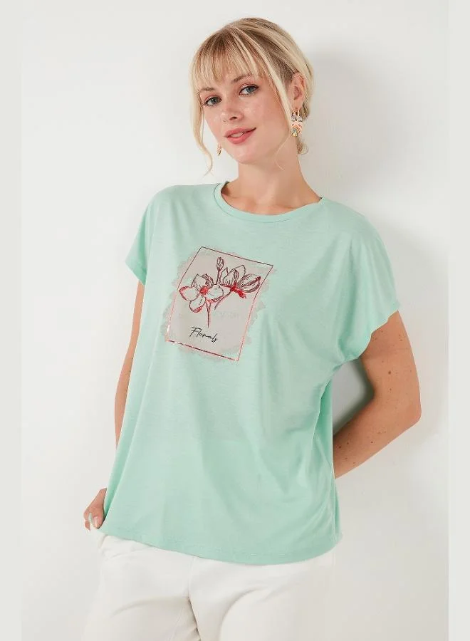 Lela Lela Printed Crew Neck Regular Fit T-Shirt Women's T-Shirt 6671002