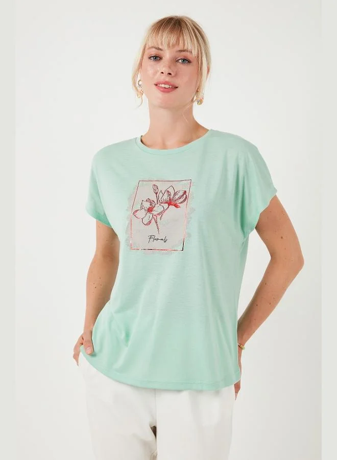 Lela Lela Printed Crew Neck Regular Fit T-Shirt Women's T-Shirt 6671002