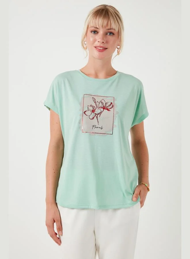 Lela Lela Printed Crew Neck Regular Fit T-Shirt Women's T-Shirt 6671002