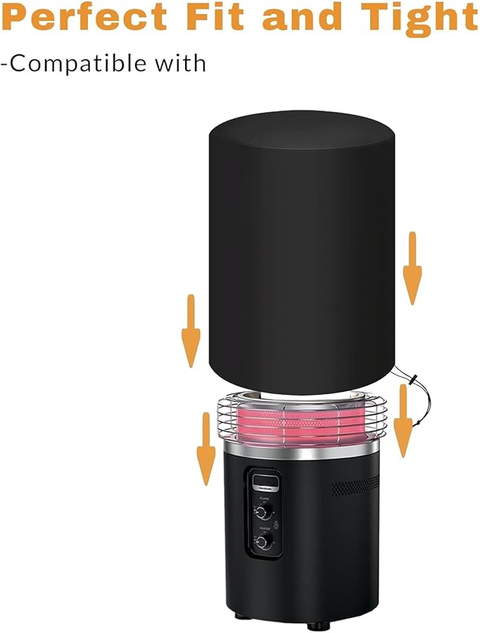 420D Oxford Fabric Windproof Patio Heater Pit Cover Adjustable Fastening Rain Protector - Image 3