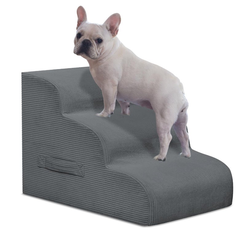 Mesa Lemon Dog Stairs & Steps for High Beds, 3 Steps High Density Foam Waterproof Dog Ramp for Small Dogs and Cats, Pet Stairs with Removable Washable Cover for Bed, Couch, Sofa and Car (H:16") - Image 1