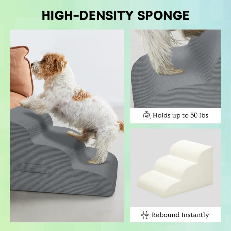 Mesa Lemon Dog Stairs & Steps for High Beds, 3 Steps High Density Foam Waterproof Dog Ramp for Small Dogs and Cats, Pet Stairs with Removable Washable Cover for Bed, Couch, Sofa and Car (H:16") - Image 5