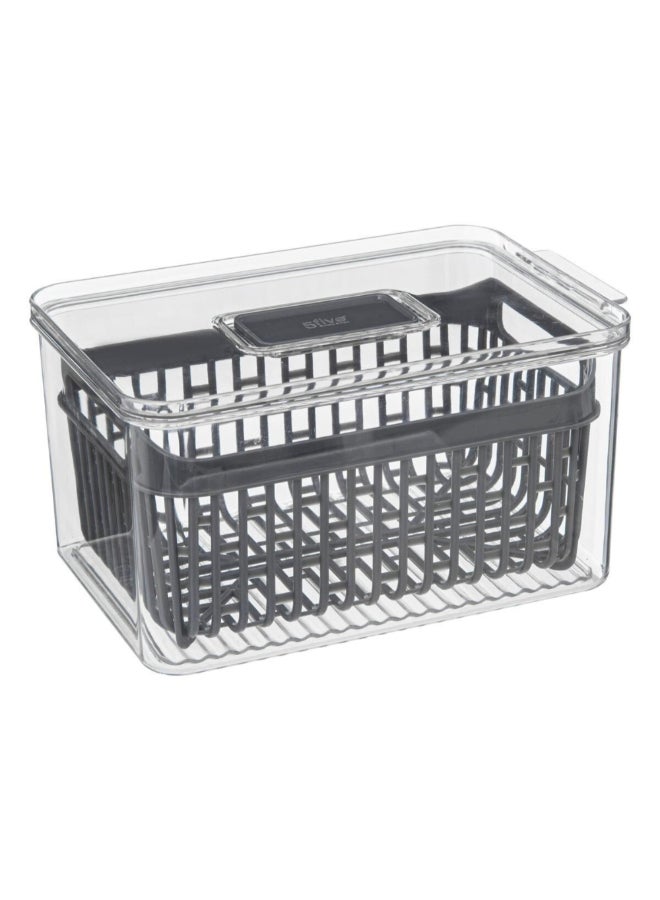 Five Simply Smart Tidy Fridge Organizer Box Clear and Grey Small 189617 - Image 1