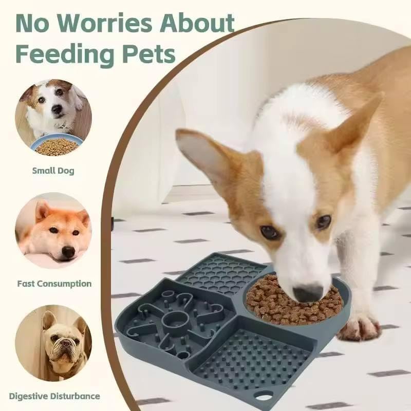 MAKRIV Pet Bowl Foot Plate Mat for Dog and Cat Silicone Folding Water Bowl Travel Portable Water Bowl Butter Lick Pad for Dog Compartments for Food and Water for Outdoor Garden - Image 2