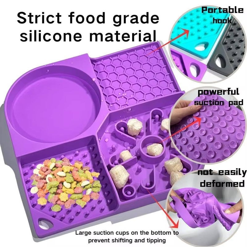 MAKRIV Pet Bowl Foot Plate Mat for Dog and Cat Silicone Folding Water Bowl Travel Portable Water Bowl Butter Lick Pad for Dog Compartments for Food and Water for Outdoor Garden - Image 4
