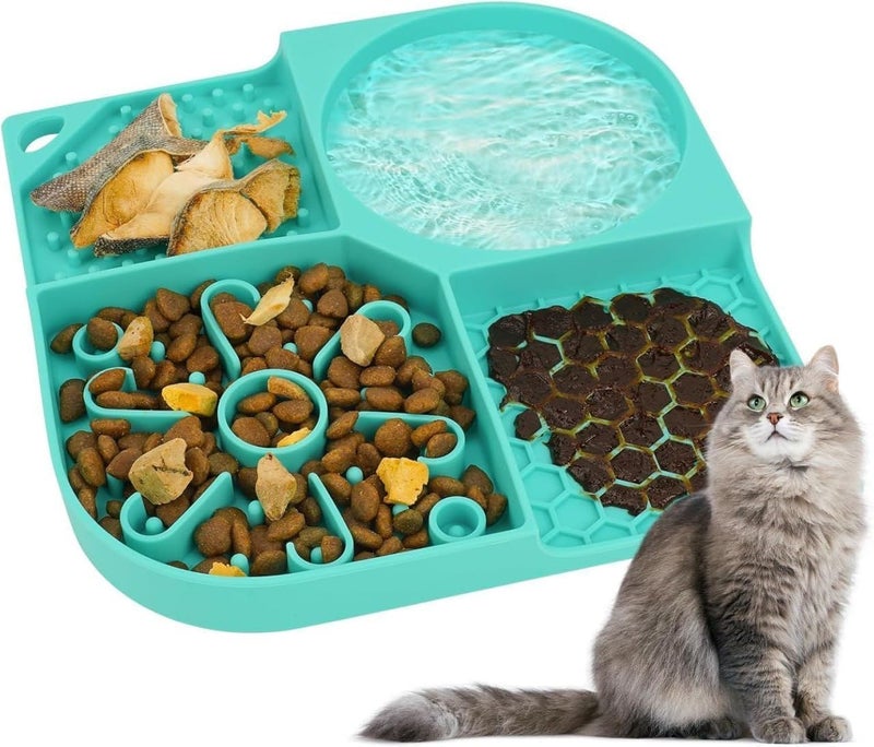 MAKRIV Pet Bowl Foot Plate Mat for Dog and Cat Silicone Folding Water Bowl Travel Portable Water Bowl Butter Lick Pad for Dog Compartments for Food and Water for Outdoor Garden - Image 1