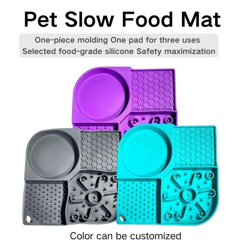 MAKRIV Pet Bowl Foot Plate Mat for Dog and Cat Silicone Folding Water Bowl Travel Portable Water Bowl Butter Lick Pad for Dog Compartments for Food and Water for Outdoor Garden - Image 3