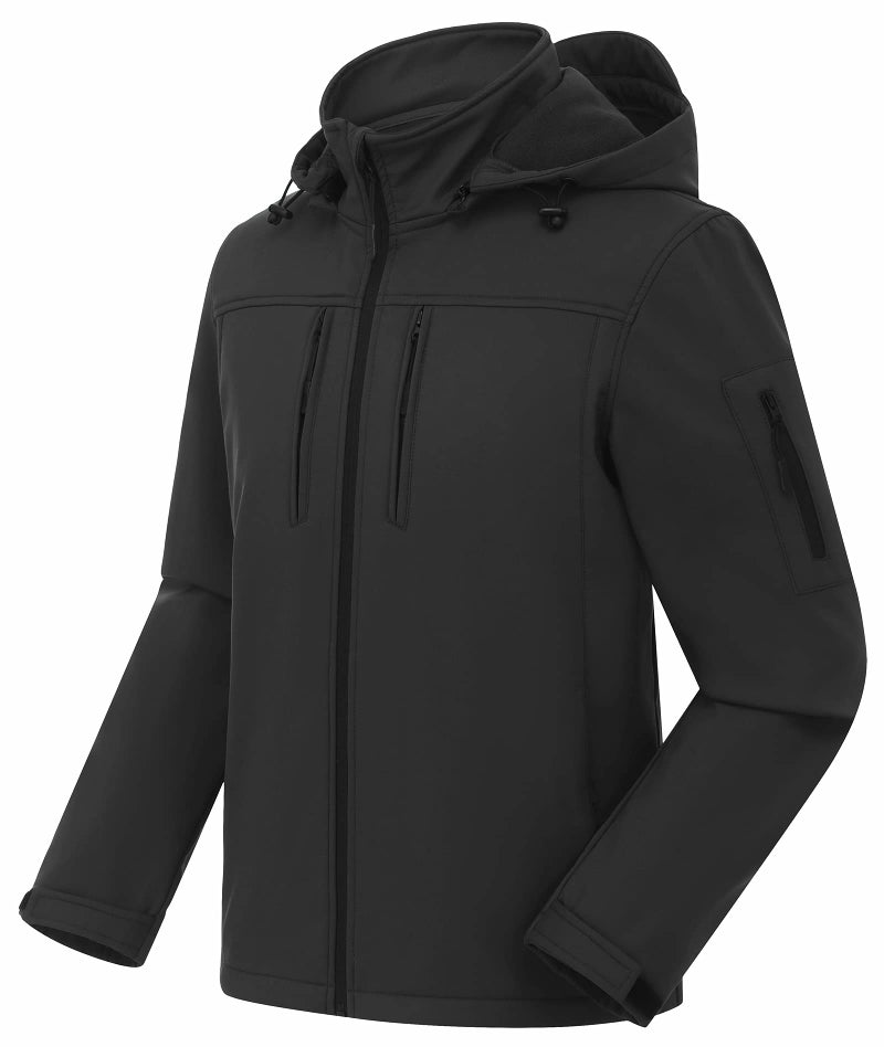 CREATMO US Tactical Jacket Midweight Beautiful Jacket Men's Hooded Softshell Jacket Waterproof Lightweight Insulated Windbreaker Fleece Lined Rain Shell Outwear Grey 3XL - Image 1
