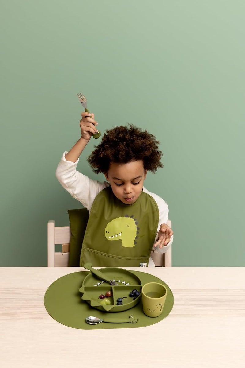 Trixie Baby Waterproof Bib 2-Pack - Mr. Dino, Green, One Size - Image 3