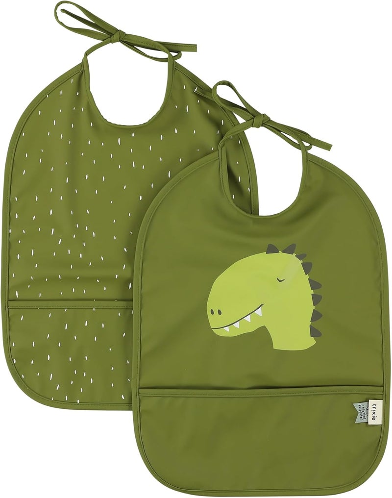 Trixie Baby Waterproof Bib 2-Pack - Mr. Dino, Green, One Size - Image 1