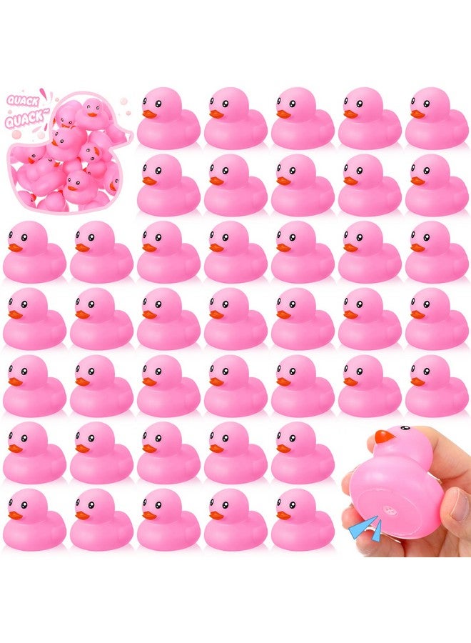 Hungdao 48 Pcs 2 Inch Mini Rubber Ducks for Kids Children Party Favors Bulk Bath Ducks Summer Pool Floating Toys Rubber Duckies Birthday Gifts for Boys Girls Baby Shower Supplies(Pink) - Image 1