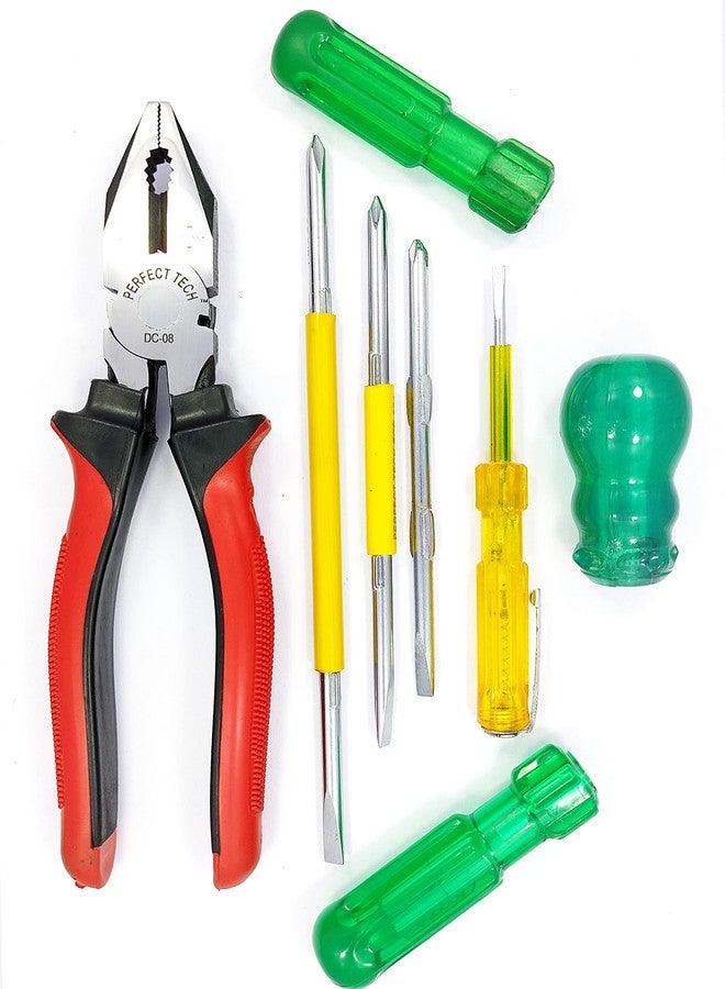 PERFECT TECH Combo Set of 5 Combination Plier 8 Inch | Screwdriver 4,6,8 Inch | Line Tester 8 Inch | Tools Kit Set | Steel Pliers Original | Heavy Duty | - Image 2