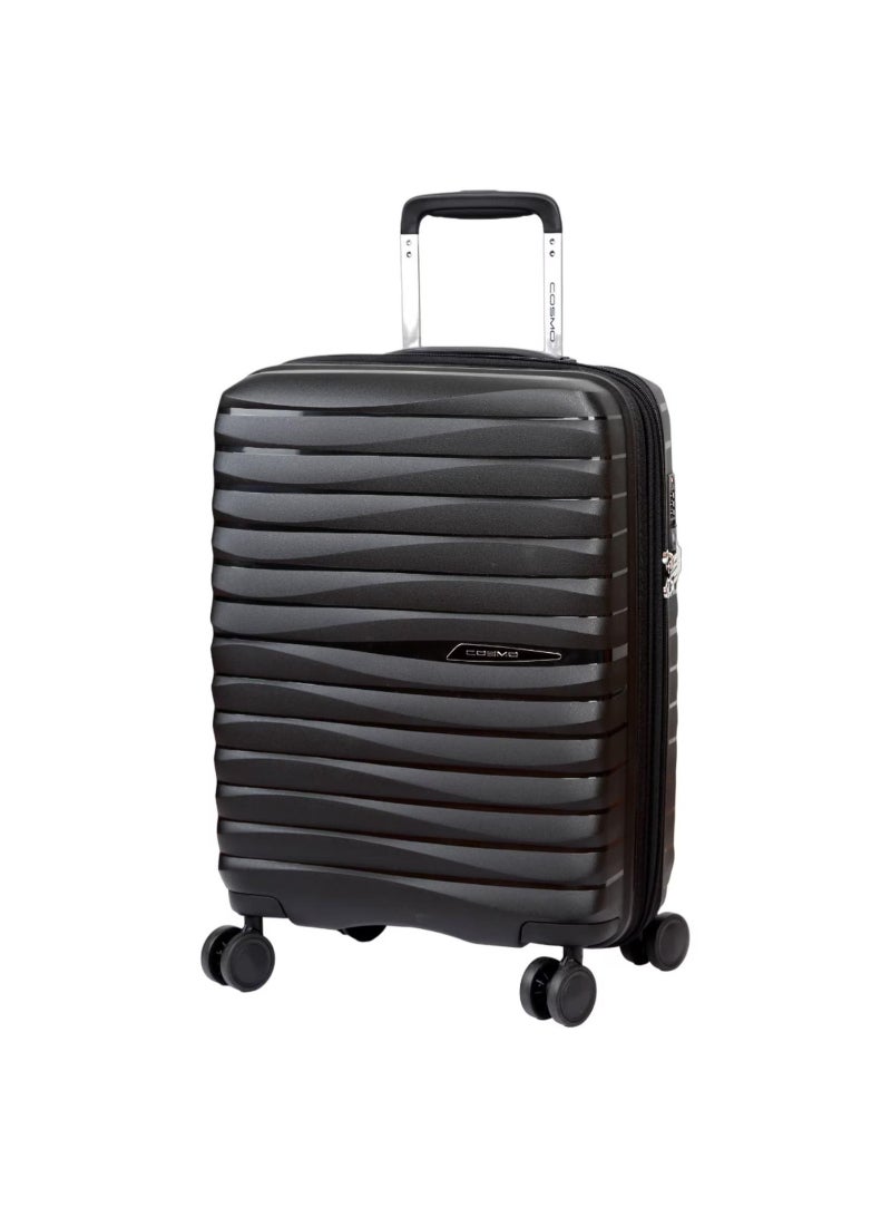 Cosmo Wave 4 Wheel Hard Trolley, 50 cm, Black