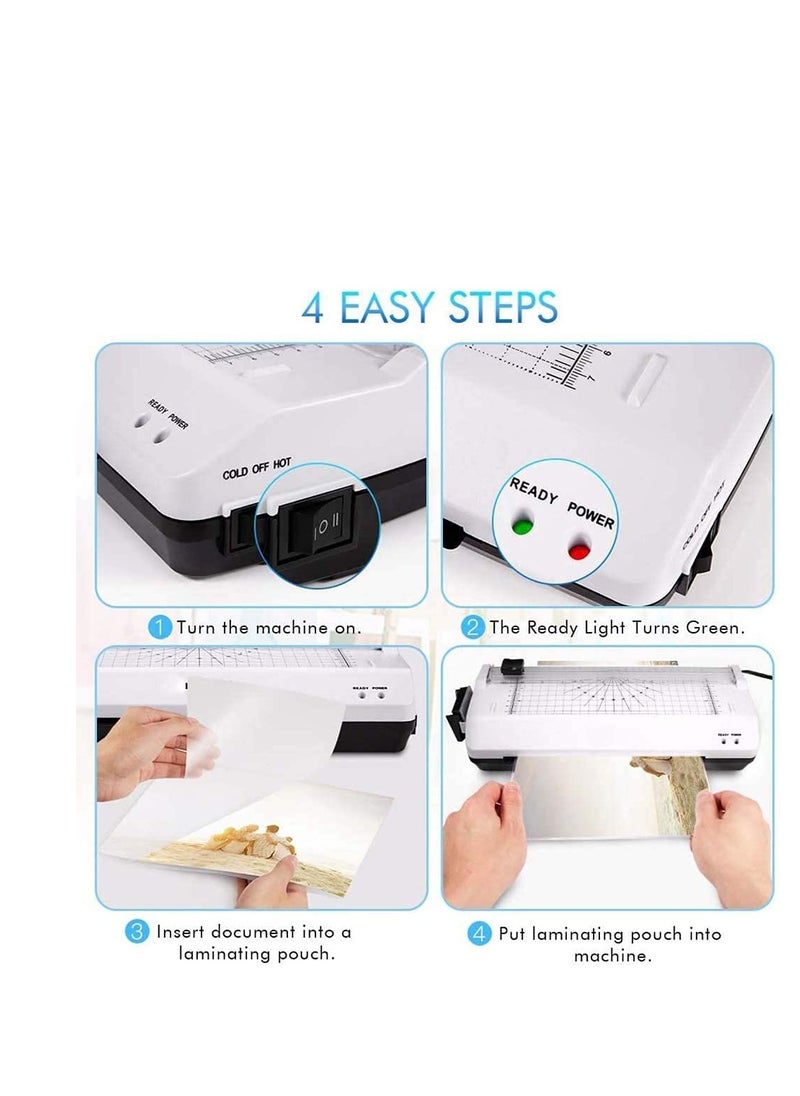 SYOSI - A4 Laminator 5 in 1 Thermal Laminating Pouches, Paper Trimmer, Corner Rounder Machine for Home Office School Fast Warm-up and No Bubbles - Image 1
