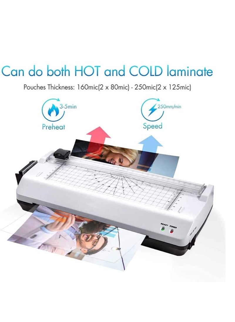 SYOSI - A4 Laminator 5 in 1 Thermal Laminating Pouches, Paper Trimmer, Corner Rounder Machine for Home Office School Fast Warm-up and No Bubbles - Image 1