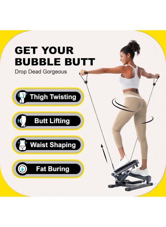 ZIWWVY Stepper Machine with Resistance Bands, Mini Stepper with 300LBS Weight Capacity, Twist Stepper for Full Body Workout, Adjustable Step Height, Smooth and Quiet, Step Machine for Men Women - Image 4