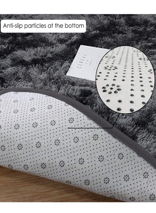 160cm Grey Round Rug for Bedroom Super Fluffy Circle Rugs for Baby Nursery Feet Furry Carpet for Children Kids Room Indoor Plush Circular Nursery Rugs Cute Cozy Area Rugs for Living Room  - Image 4