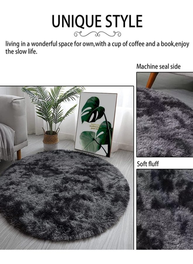 160cm Grey Round Rug for Bedroom Super Fluffy Circle Rugs for Baby Nursery Feet Furry Carpet for Children Kids Room Indoor Plush Circular Nursery Rugs Cute Cozy Area Rugs for Living Room  - Image 5