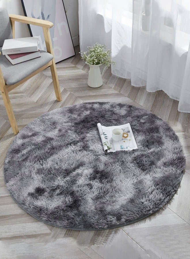 160cm Grey Round Rug for Bedroom Super Fluffy Circle Rugs for Baby Nursery Feet Furry Carpet for Children Kids Room Indoor Plush Circular Nursery Rugs Cute Cozy Area Rugs for Living Room  - Image 2