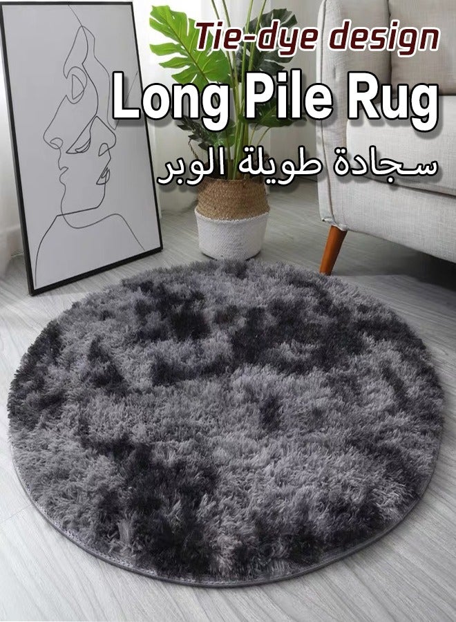 160cm Grey Round Rug for Bedroom Super Fluffy Circle Rugs for Baby Nursery Feet Furry Carpet for Children Kids Room Indoor Plush Circular Nursery Rugs Cute Cozy Area Rugs for Living Room  - Image 1