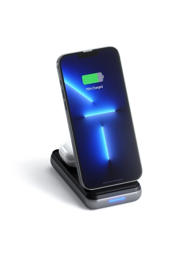 SATECHI DUO Wireless Charger Power Stand & Power Bank | Multi Device Wireless & Wired Charging, 10K mAh Portable Power black - Image 3