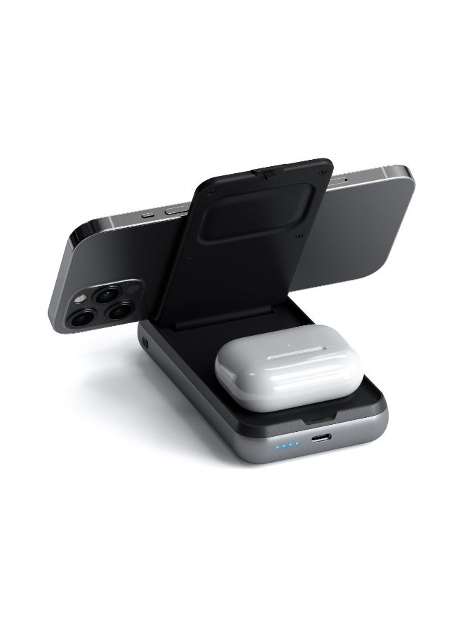 SATECHI DUO Wireless Charger Power Stand & Power Bank | Multi Device Wireless & Wired Charging, 10K mAh Portable Power black - Image 2