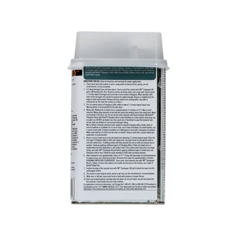 3M Bondo Fiberglass Resin 0.9 Pint, Stage 2, Waterproof Formula for Repairing, Resurfacing, or Rebuilding Metal, Wood, Fiberglass or Masonry Surfaces (401) - Image 4