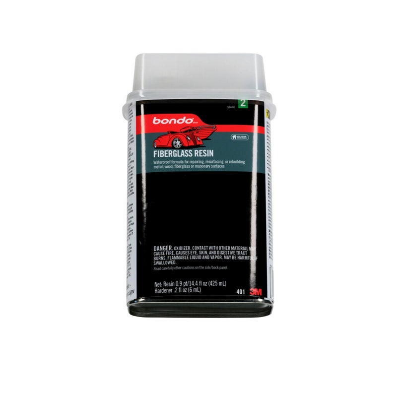 3M Bondo Fiberglass Resin 0.9 Pint, Stage 2, Waterproof Formula for Repairing, Resurfacing, or Rebuilding Metal, Wood, Fiberglass or Masonry Surfaces (401) - Image 2