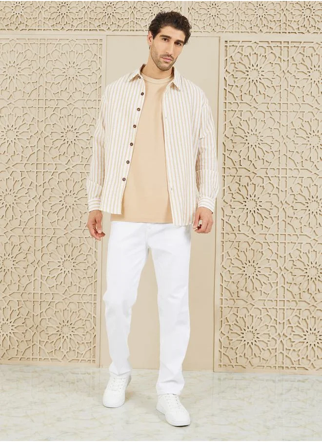 Styli Striped Button Down Collar Shirt