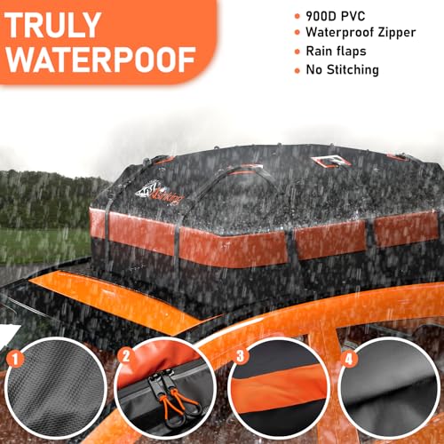 Asinking Car Roof Bag Rooftop top Cargo Carrier Bag 15 Cubic feet Waterproof for All Cars with/Without Rack, Includes Anti-Slip Mat, 10 Reinforced Straps, 6 Door Hooks, Luggage Lock - Image 4