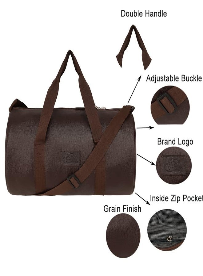 Leather World Gym Bag for Men & Women | Adjustable Shoulder Bag | Duffle Gym Bag | Water Resistant | Sports & Travel Bag | Fitness Bag (Brown) - Image 5