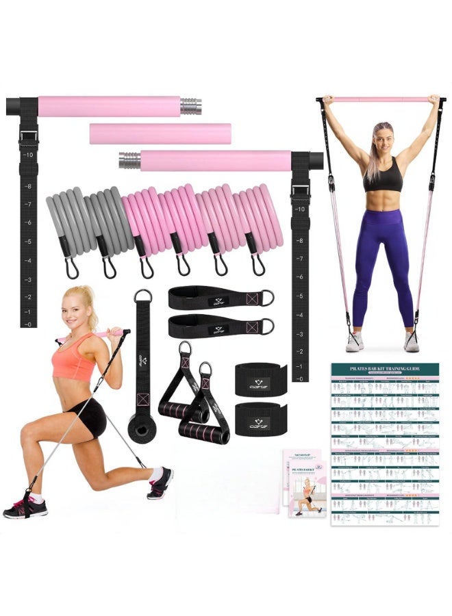 YelaJoy Pilates Bar Kit with Resistance Bands, Multifunctional Yoga Pilates Bar with Heavy-Duty Metal Adjustment Buckle, Portable Home Gym Pilates Resistance Bar Kit for Women Full Body Workouts - Image 1