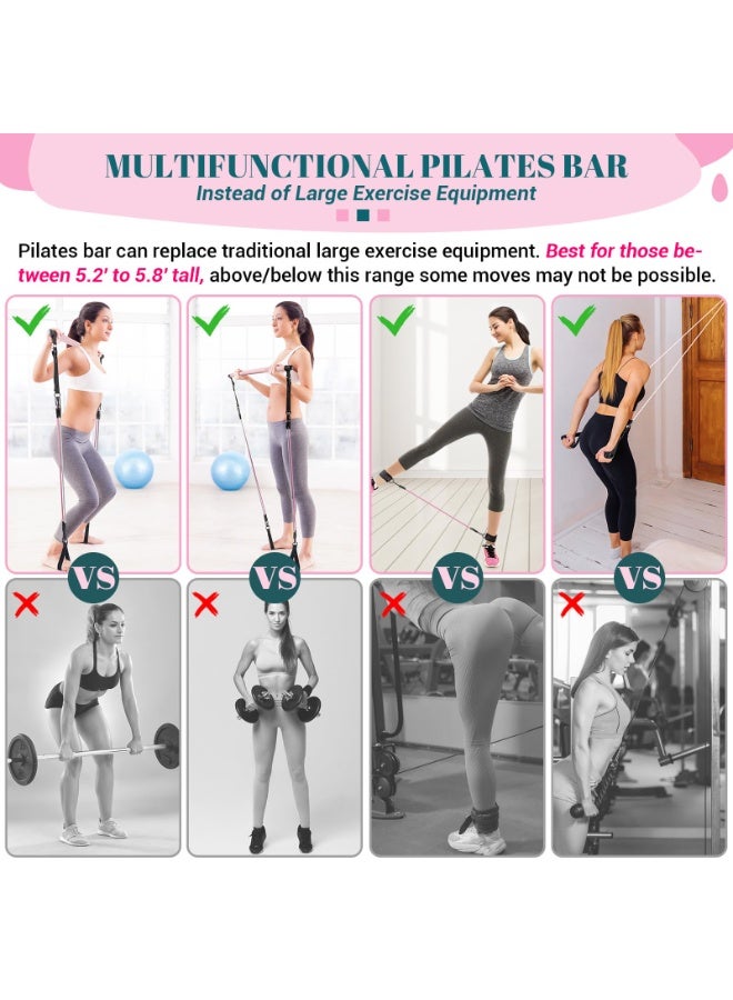 YelaJoy Pilates Bar Kit with Resistance Bands, Multifunctional Yoga Pilates Bar with Heavy-Duty Metal Adjustment Buckle, Portable Home Gym Pilates Resistance Bar Kit for Women Full Body Workouts - Image 4