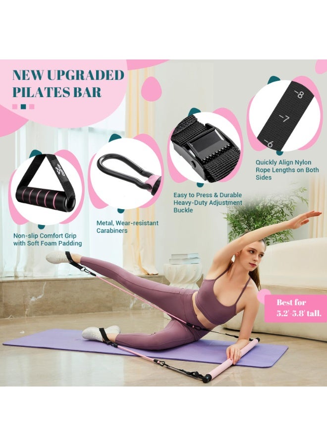 YelaJoy Pilates Bar Kit with Resistance Bands, Multifunctional Yoga Pilates Bar with Heavy-Duty Metal Adjustment Buckle, Portable Home Gym Pilates Resistance Bar Kit for Women Full Body Workouts - Image 2