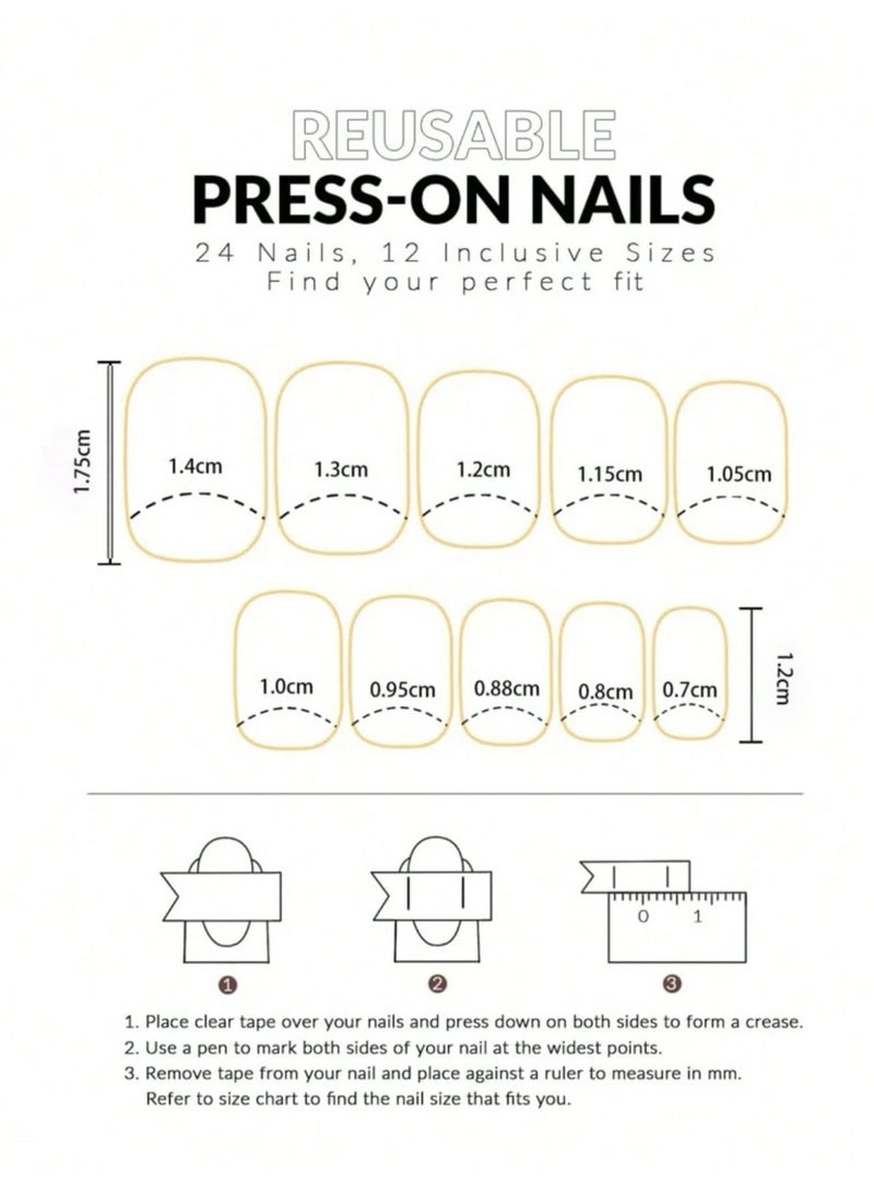 أظافر تركيب 24 قطعة باللون الأحمر الكرزي بتصميم أنيق - Image 5
