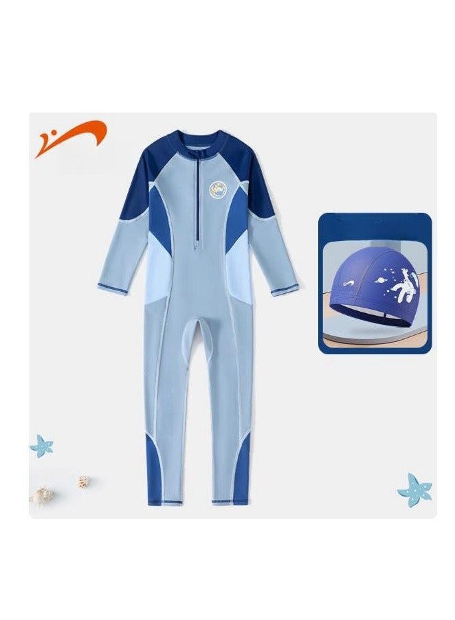 Disney Children's One-Piece Long Sleeved Sunscreen Professional Swimsuit Surfing Suit (With  Swim Cap Included) - Image 1