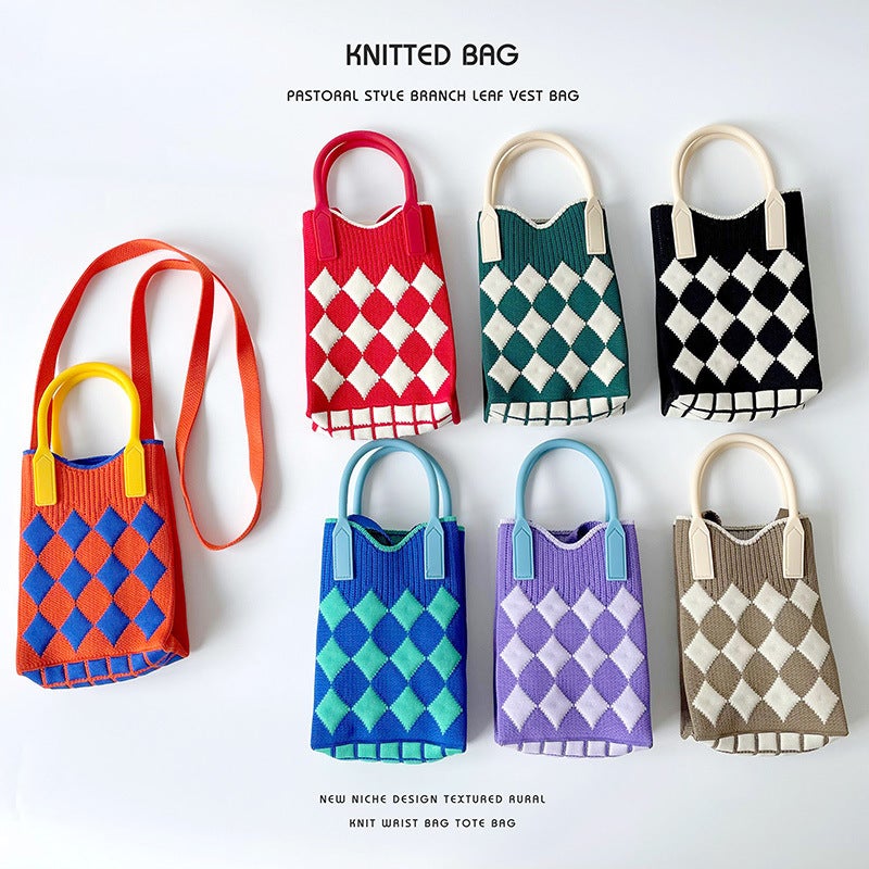 Knitted Mini Crossbody Phone Bag Cute Lightweight Shoulder Coin Purse Small Square Bag Trendy Crossbody Bag - Image 2