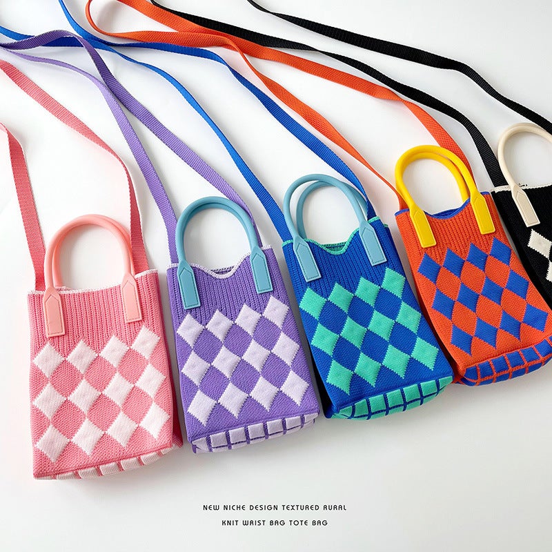 Knitted Mini Crossbody Phone Bag Cute Lightweight Shoulder Coin Purse Small Square Bag Trendy Crossbody Bag - Image 5