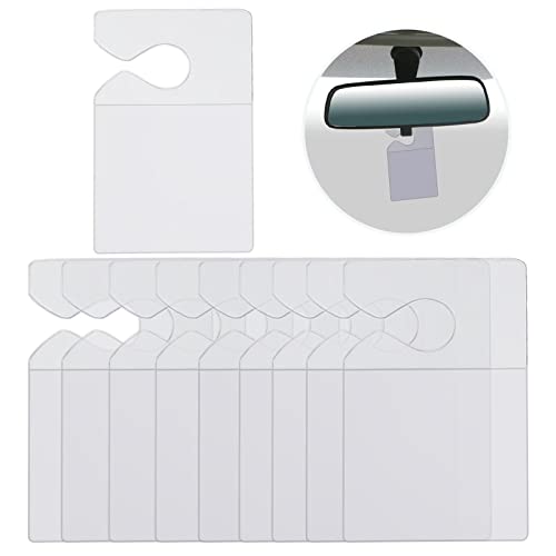 PUSNMI Clear Parking Permit Holder, Car Vertical Parking Lot Pass Rear View Mirror Hanger Vehicle Parking Pass Hang Tag Holder for Car Passes, Permits - 10PCS - Image 1