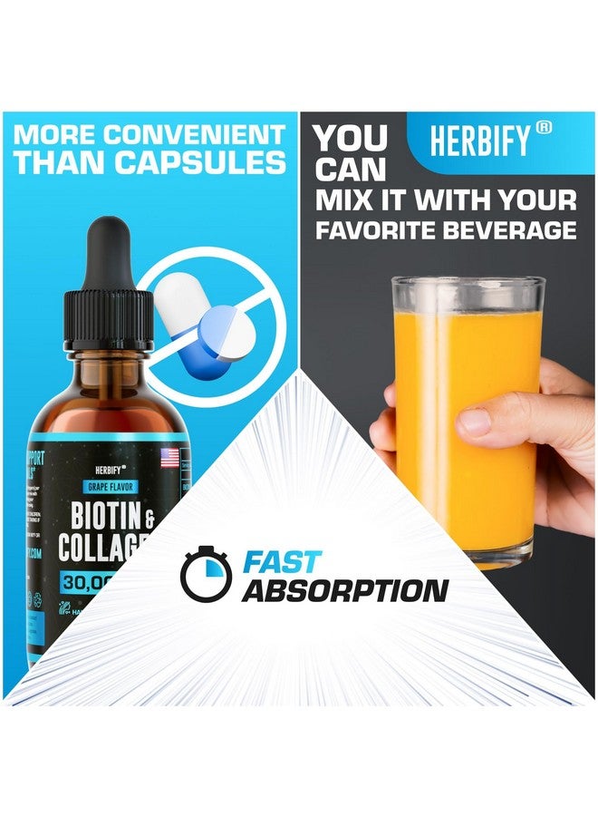 HERBIFY قطرات سائلة من هيربيفي كولاجين وبيوتين - مكمل لامتصاص أسرع لنمو الشعر وأظافر أقوى - فيتامينات للشعر والبشرة والأظافر للنساء والرجال - مكمل B7 - صنع في الولايات المتحدة الأمريكية - Image 4