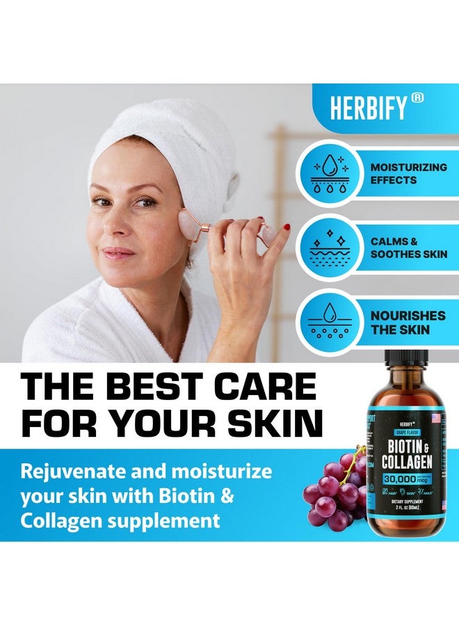 HERBIFY قطرات سائلة من هيربيفي كولاجين وبيوتين - مكمل لامتصاص أسرع لنمو الشعر وأظافر أقوى - فيتامينات للشعر والبشرة والأظافر للنساء والرجال - مكمل B7 - صنع في الولايات المتحدة الأمريكية - Image 3