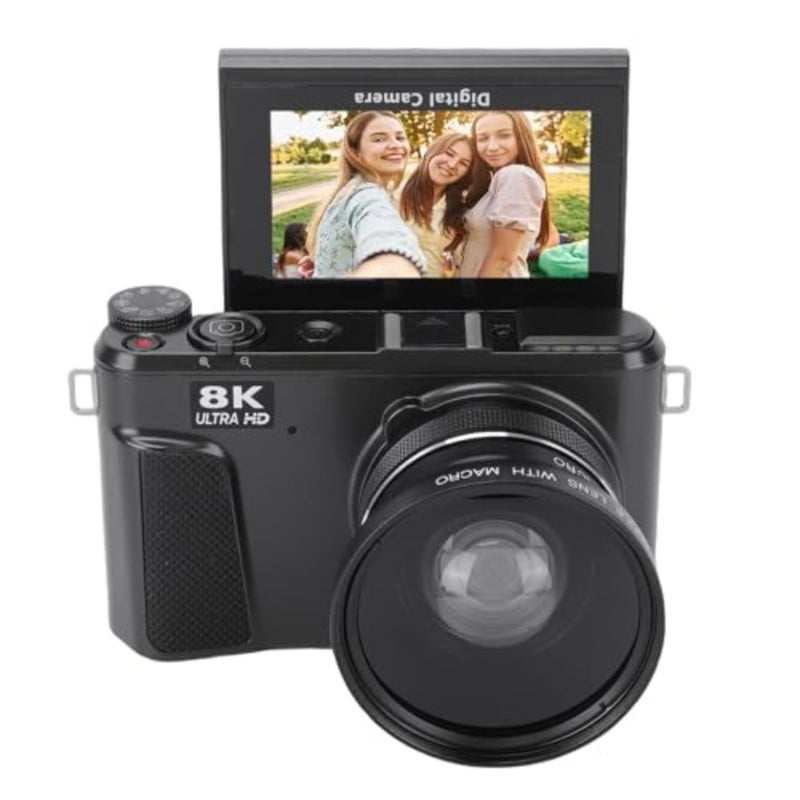 Travel and vlogging 8K camera with 18x zoom, auto focus, 3-inch screen, mirrorless design, dual battery, black aluminum body - Image 4