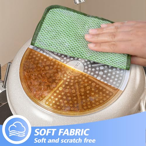 KinHwa Kitchen Washcloths for Dishes Absorbent Microfiber Dish Cloths Quick Dry Dish Rags with Poly Scour Scrub Side Ideal for Kitchen Cleaning (Green, 7inchx7inch 9 Pack) - Image 4