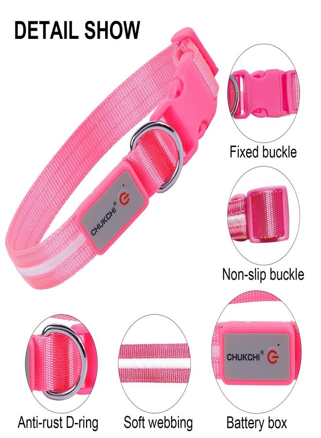 CHUKCHI LED Dog Collar Rechargeable,Waterproof Flashing Collar,Light Up Glow Collar, Adjustable Soft Safety Light Up for Small Medium Large Dogs Walking Camping at Night (Pink-S) - Image 4